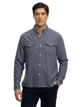 Chemise à Manches Longues Merchant Lite Flint Blue XL - Superdry - FashionsVida