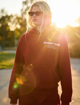 Sweat À Capuche Imprimé S Rouge - Bershka - FashionsVida