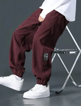 Pantalones anchos casuales de hombre con estampado de letras, versátiles, para otoño e invierno, de pana - Shein - FashionsVida
