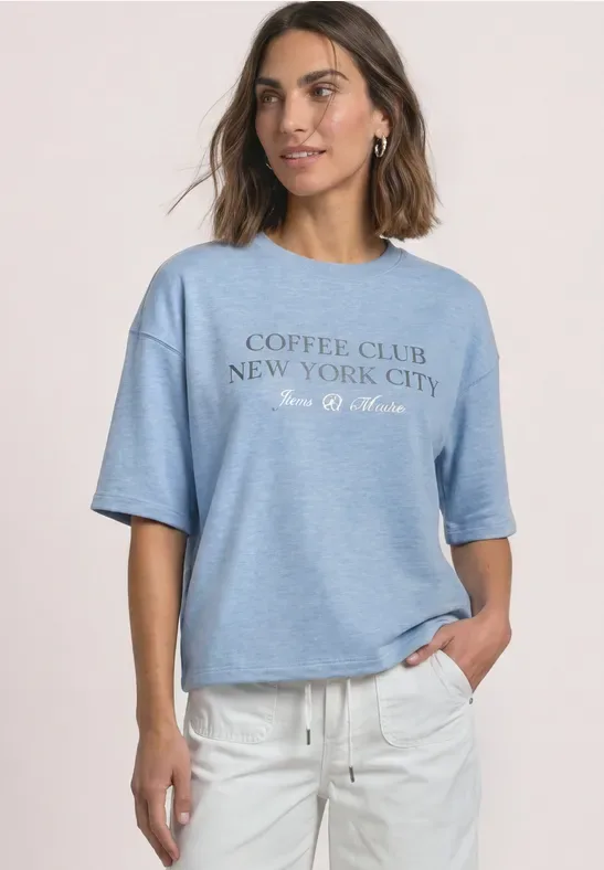 Kurzarm Sweatshirt mit Wording female Blau - Street One - FashionsVida