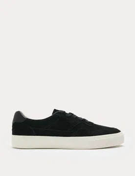 Suede Lace up Trainers Black male - M&S - FashionsVida