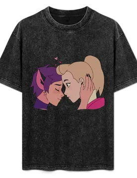 Catra and Adora T-Shirt Simple Solid Color Crew Neck Tee - Aliexpress - FashionsVida