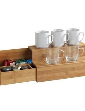 Bambus Treppe für Kaffee und Tee, beidseitig ausziehbar