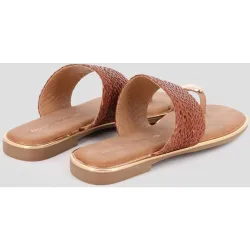 Sandalias de dedo de mujer planas con detalle de herraje