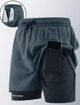 Pieza Pantalones cortos de hombre para deportes al aire libre, running, transpirables y de secado rápido con estampado, adecuados para correr y hacer - Shein - FashionsVida
