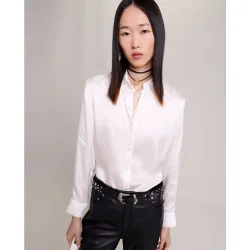 Camisa de mujer 100% seda de manga larga