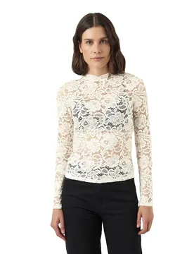 Chemisier à Manches Longues Lacey Lace Top Pristine XL