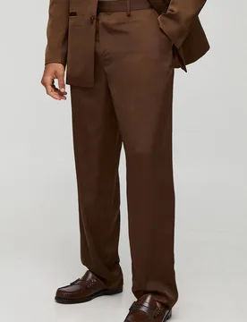 Herren Entspannte Satin-Hose Chocolate Größe 30 - boohooMAN - FashionsVida