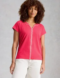 Pure Cotton Embroidered T-Shirt Pink female