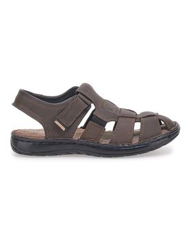 Sandali Marroni in Pelle con Chiusura a Fasce 3335 44