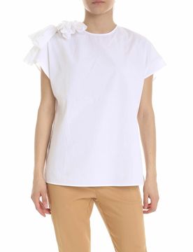 Fuzzi Blusa bianca con fiocco