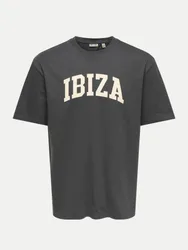 T-Shirt mit Schriftzug Schwarz XXL