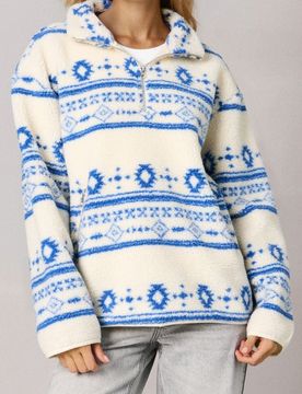 Felpa sherpa con colletto e cerniera - multicolor