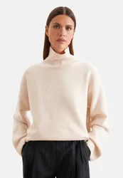 Boxy Rollkragenpullover aus Wolle und Kaschmir Beige L