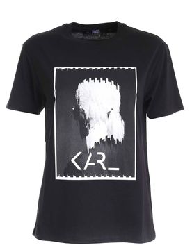 T-shirt Karl Legend nera stampa bianco e