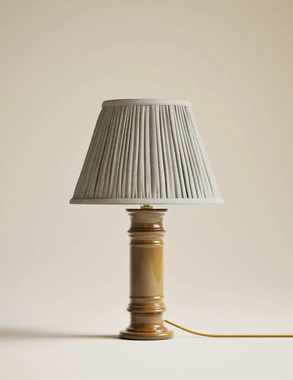 Ceramic Column Frill Shade Table Lamp Ochre - M&S - FashionsVida