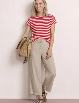 Wide Leg Hose mit Gürteldetail female Beige - Street One - FashionsVida