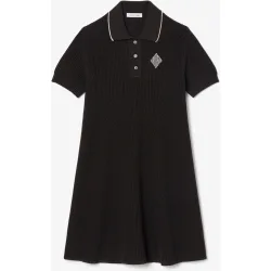 Vestido polo de algodón con insignia en contraste de manga corta