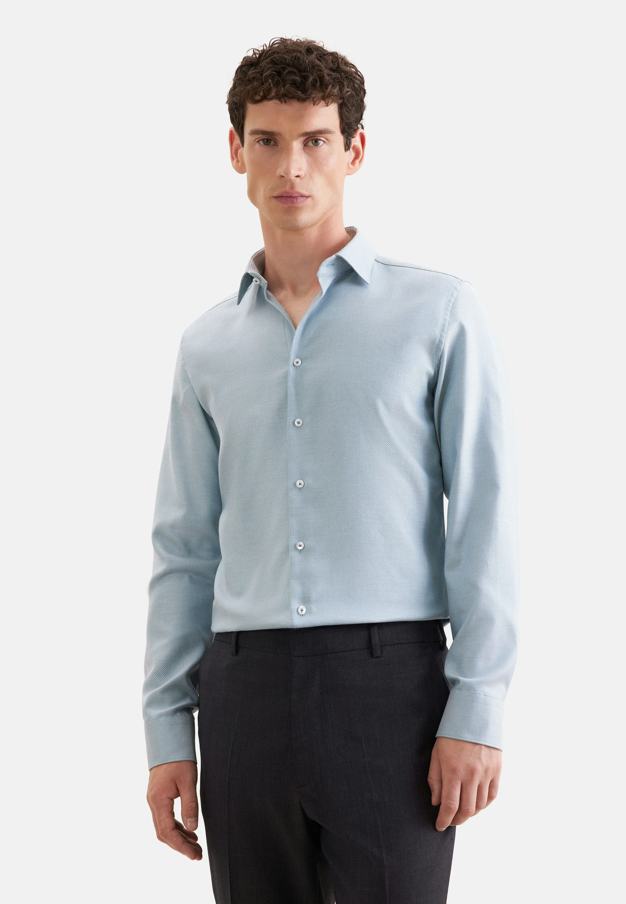 Slim Business Hemd Struktur Grün 38 - Seidensticker.com - FashionsVida