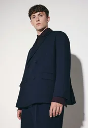 Oversized Doppelreihiger Blazer Blau S