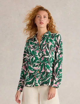 Sophie Organic Cotton Shirt - Green - White stuff - FashionsVida