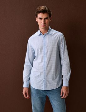 Camicia a maniche lunghe con fantasia - blu pallido