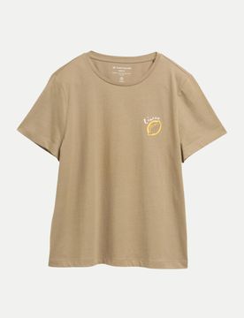 T-Shirt mit Rundhalsausschnitt Beige 3XL