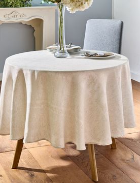 Jacquard-Tischdecke natur, Ø 180 cm