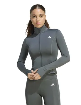 Optime Essentials Zip Up Jacket Dark Green female - Adidas - FashionsVida