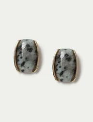 Natural Stone Stud Earrings Blue female