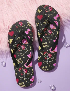Sandalias de mujer con estampado de dibujos animados en la unión, suela plana de cabeza redonda, suela blanda antideslizante, material EVA negro esta - Shein - FashionsVida