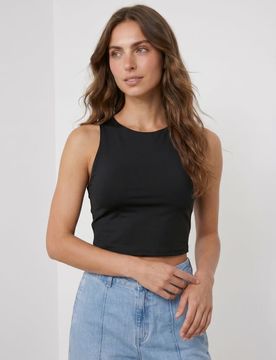 Top senza maniche con scollo rotondo - nero