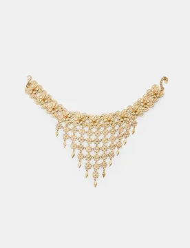 Choker in Metall-Optik mit Blumenkaskade Goldfarben OS - Stradivarius - FashionsVida