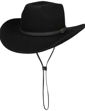 Cascona Wool Western Hat by - black - Female - Size: XL (60-61 cm) - Lipodo - FashionsVida