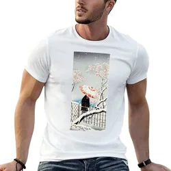 Plum Tree in Snow - Japanese Art T-Shirt Basic Simple Casual Short Sleeve Tee