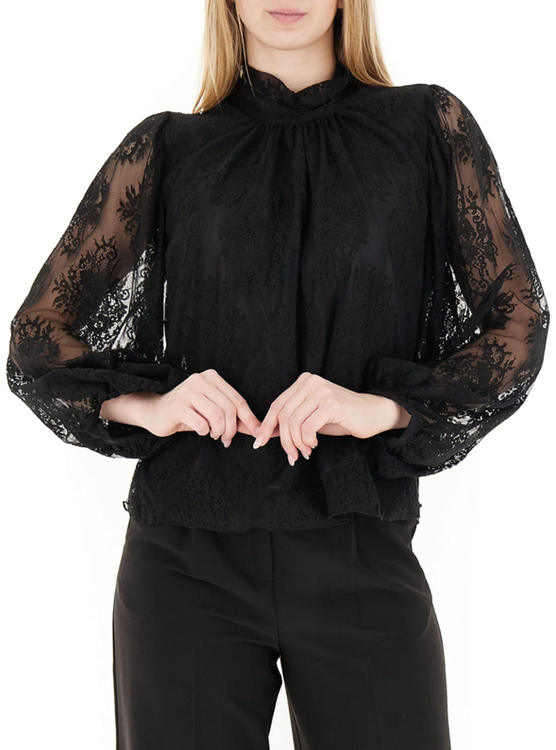Blusa in pizzo NERO XL - Rinascimento - FashionsVida