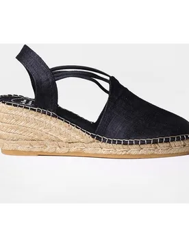 Alpargatas de cuña de mujer de tejido en tonos lisos con elásticos - Toni Pons - FashionsVida