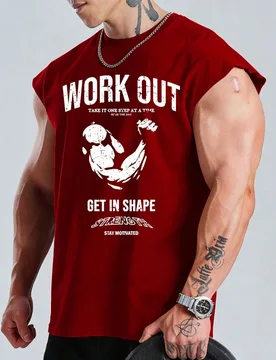 Camiseta sin mangas casual deportiva con estampado de letras para hombre, para hacer ejercicio, gimnasio - Shein - FashionsVida