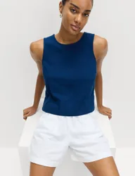 Vest with Linen Dark Marine female