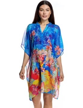 Caftán de mujer con diseño vaporoso y cuello mao - Ory - FashionsVida