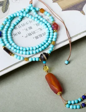 Magnesite, pine stone, hand woven new Chinese style necklace, antique agate, multi-faceted beads, sweater chain women's necklace - Aliexpress - FashionsVida