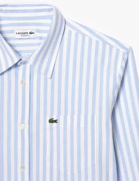 Camisa de hombre oxford de corte regular de rayas - Lacoste - FashionsVida
