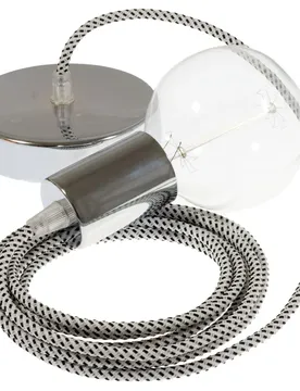 Cables Suspension Luminaire Rt14 3d 1 M Stracciatella / Chrome Plated One Size
