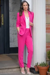 Women's Pull On Slim Leg Crepe Trousers in Pink Size: 20 - Pink - Size: 20