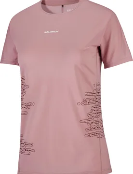 T-shirt ultraléger et thermorégulant - Sense Aero SS Tee GFX W Antler Chocolate Fondant - Taille XS - Rose - Salomon - FashionsVida