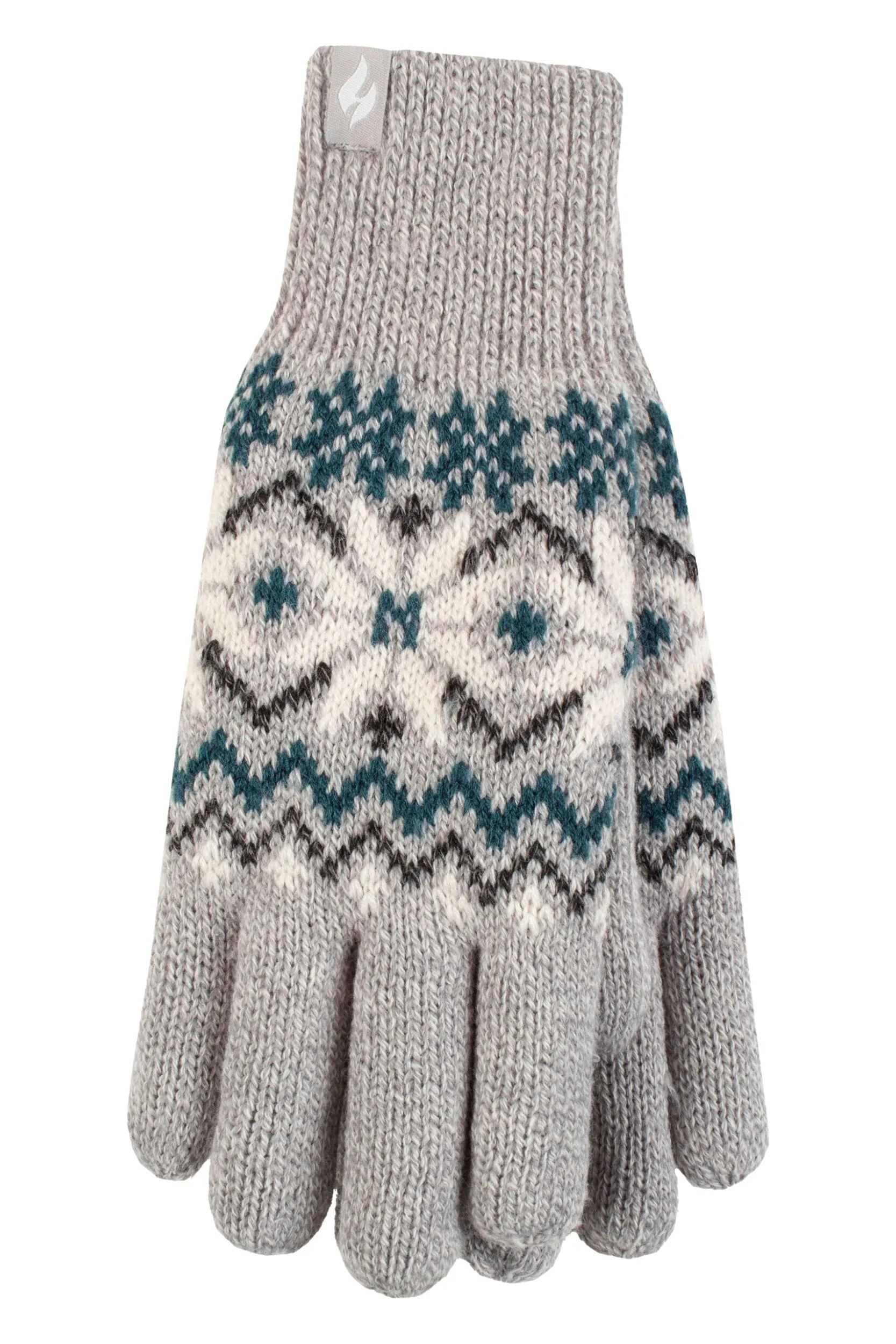 Women's 1 Pack SOCKSHOP Avens Patterned Gloves Light Grey M/L - Grey - Size: Medium - Heat Holders - FashionsVida