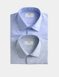 Pack Regular Fit Easy Iron Cotton Blend Shirts Blue Mix male