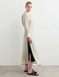 Lyocell Rich Striped Midaxi Column Skirt Ivory Mix female