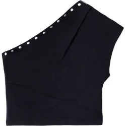 Top crop asimétrico con tachuelas decorativas de mujer