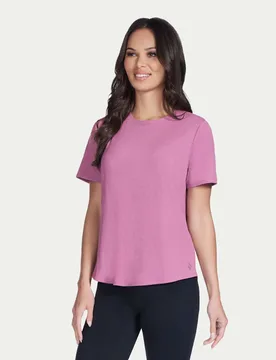 GO WALK Luxe Rib Crew Neck T-Shirt Dusky Rose female - Skechers - FashionsVida